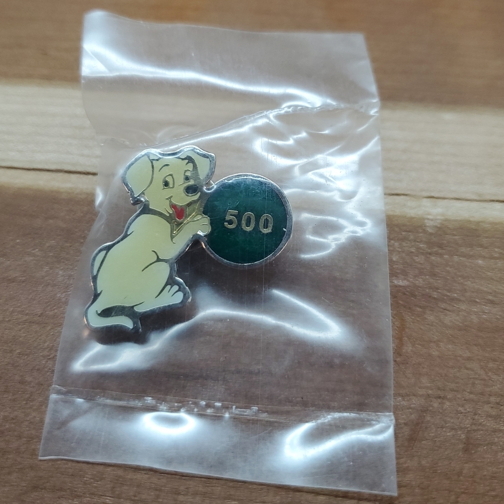 Puppy Dog Bowling Lapel Hat Pin 500 Club New Old Stock Vintage 1990's